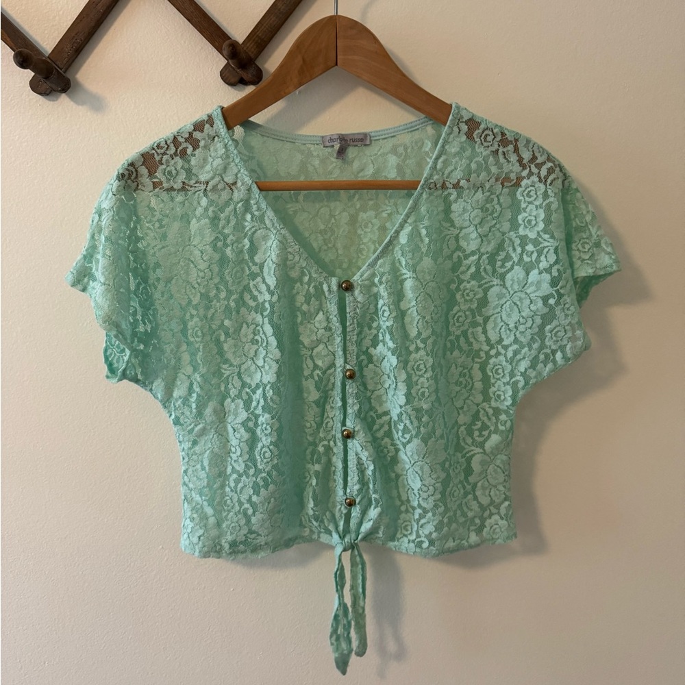 Seafoam Lace Crop Top Small Charlotte Russe Great Condition